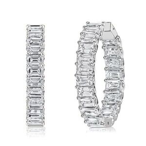 ITALO Elegant Silver Crystal Hoop Earrings